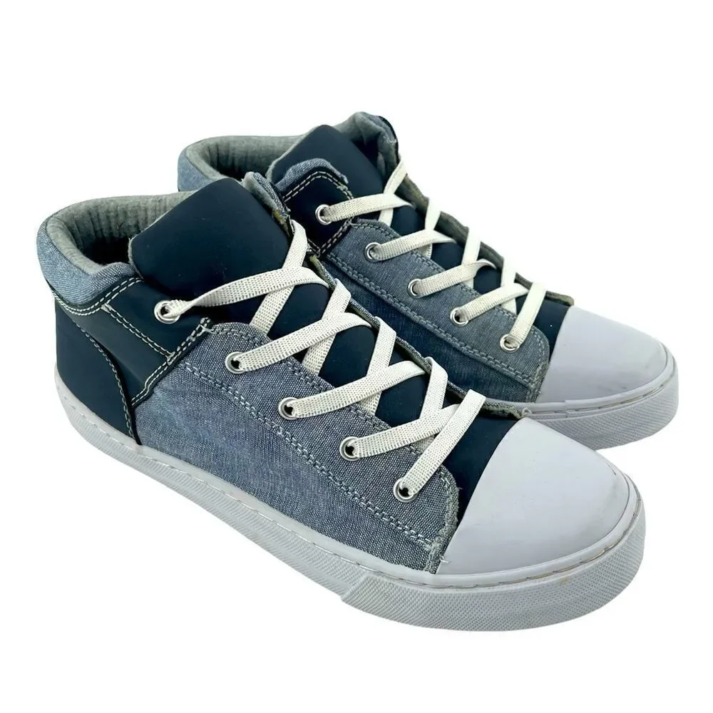 The Children’s Place Boy’s Blue Chambray Denim Mid Top Platform Sneakers Size 6